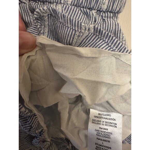 Copper Key Blue White 100% Cotton Striped Girls Shorts Romper Size Large EUC - Picture 3 of 9